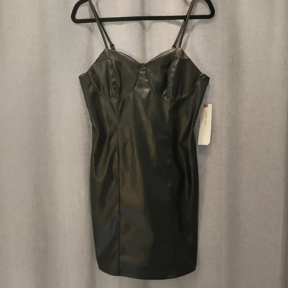 Almost Famous | Dresses | New Leather Look Mini Dress Size L Nwt | Poshmark